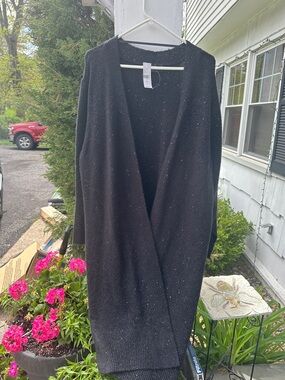 Lane Bryant Black Sparkle Open-Front Sweater